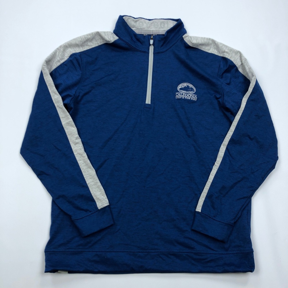 Puma Golf Mens Medium Blue Heathered 1/4 Zip Pullover Caledonia Golf Club